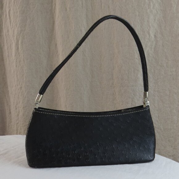 Unbranded Faux Ostrich Leather Purse Shoulder Bag Hand Bag Black 11 x 5 - Picture 3 of 8